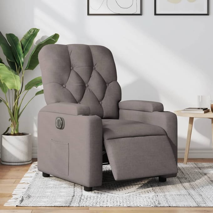 vidaXL - Fauteuil - verstelbaar - elektrisch - stof - taupe