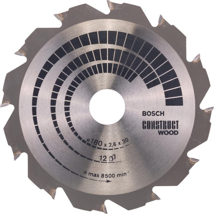 Bosch Accessories Construct Wood 2608640632 Hardmetaal-cirkelzaagblad 180 x 30 x 2.6 mm Aantal tanden: 12 1 stuk(s)