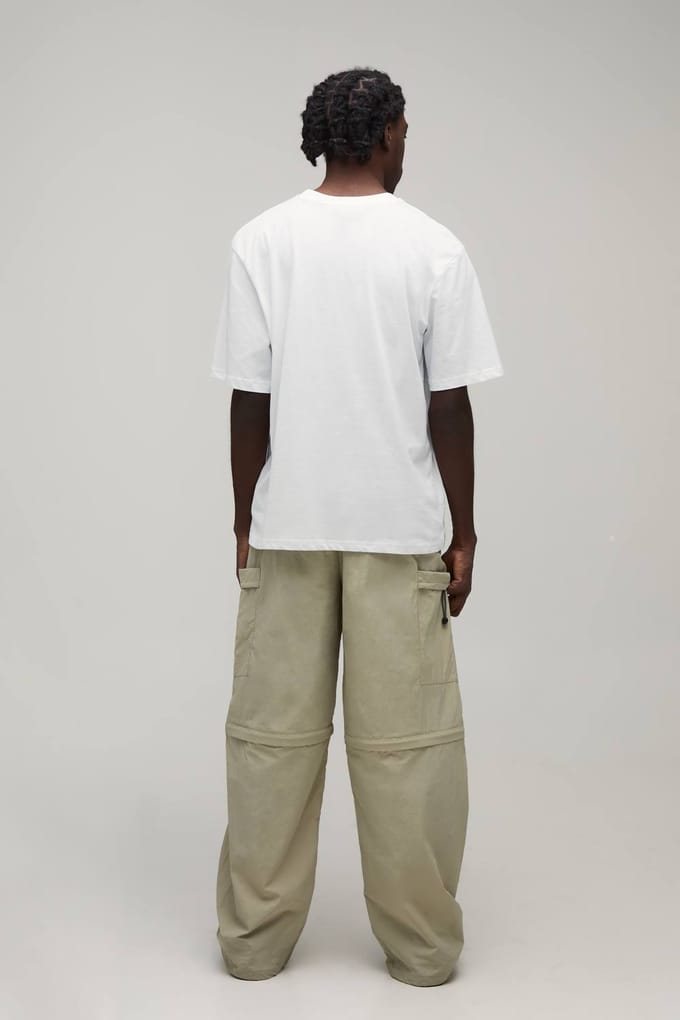 Baggy Fit Afritssluiting Cargo Utility Trainingsbroek | Stone | Size Medium
