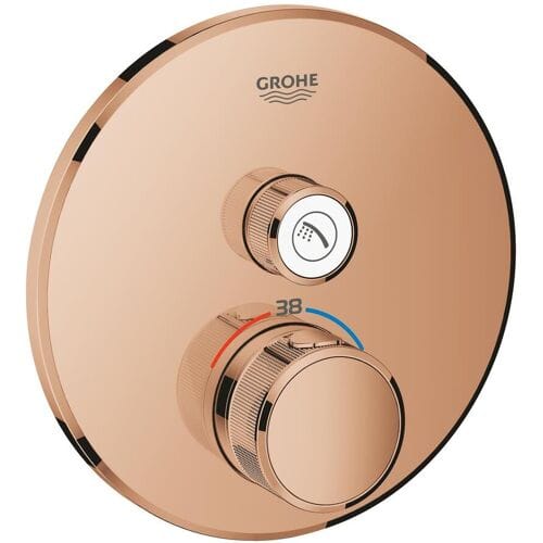 Grohe Grohtherm SmartControl thermostat ready-mount set with one shut-off valve, round design 29118DA0