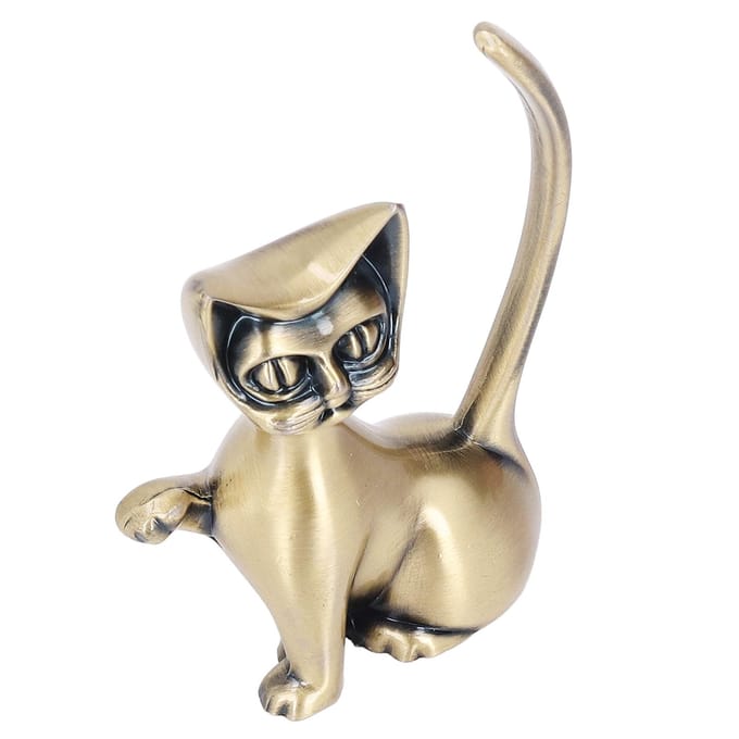 Kat God Ringhouder Kat God Design Zinklegering Stevig Duurzaam Retro Stijl Ringorganizer voor Ringen beige