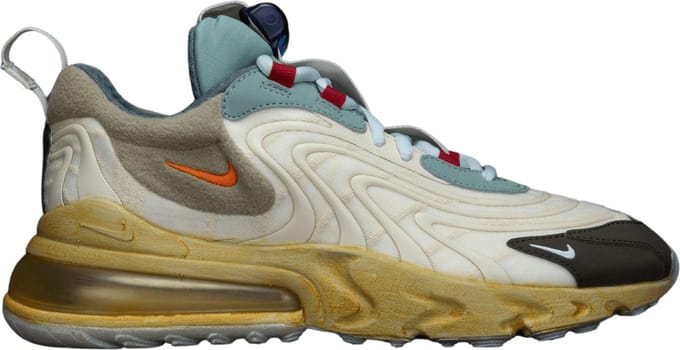 Travis Scott x Nike Air Max 270 React ENG Cactus Trails Unisex Sneakers Crème Lichtcrème Donkerhazelnoot CT2864-200 36