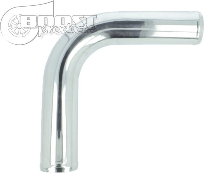 Aluminium bocht 90° met 45 mm diameter, doorn gebogen, gepolijst