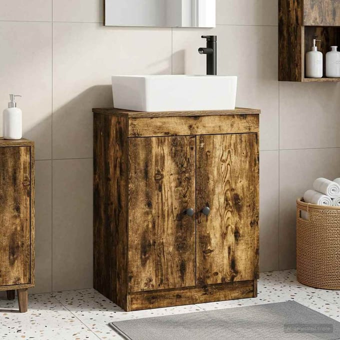 vidaXL - Badkamer - Vanity - met - Wastafel - Gerookt - eiken - 54 - x - 35 - x - 83 - cm