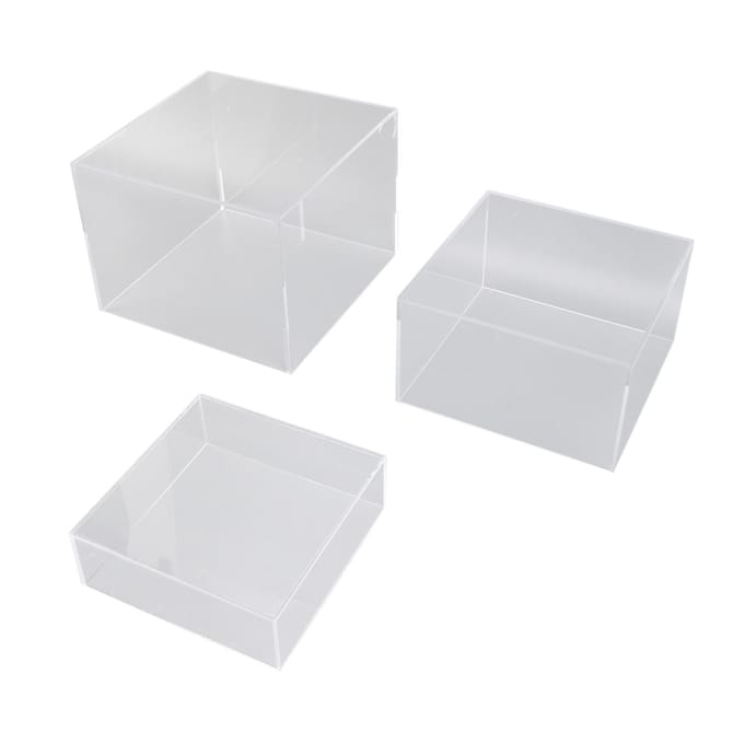 3 Stuks Acryl Verhogers Display Stands Kubusvormig Nestelend voor Desserttafel Buffettafels Eten Transparant wit