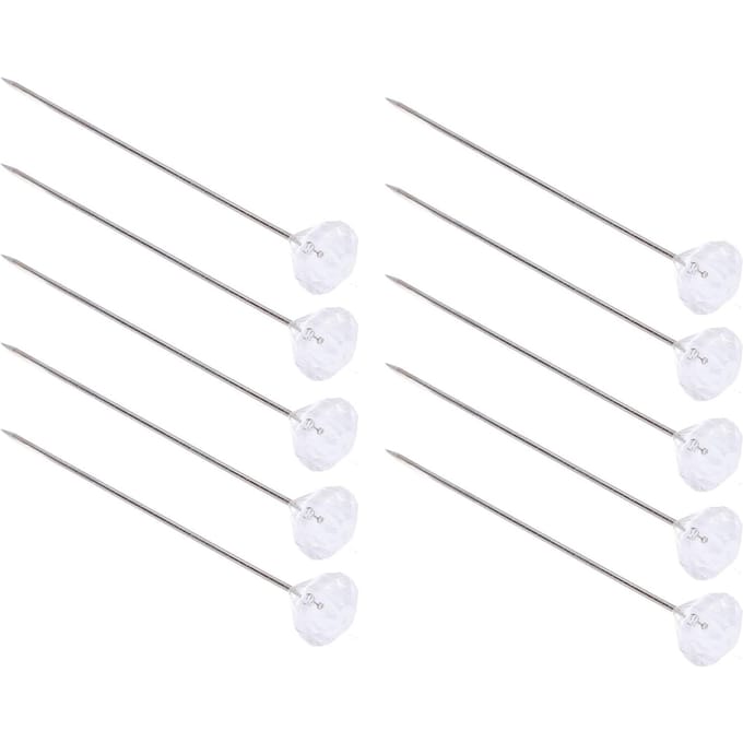 300 Stuks Corsage Spelden Glanzend Exquise Elegante Strass Rechte Spelden voor Bruiloftsfeest white