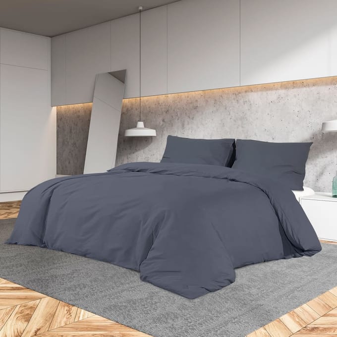 vidaXL - Dekbedovertrekset - lichtgewicht - 140x200 - cm - microvezel - antraciet