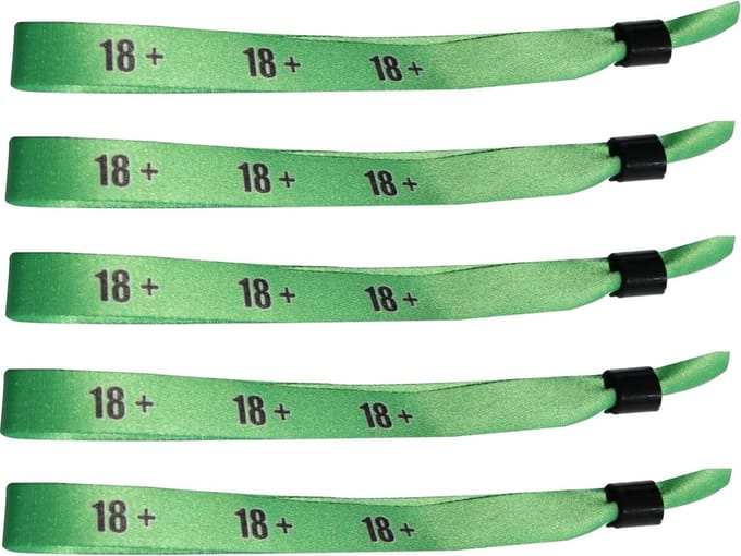 CombiCraft Textiel Polsbandjes 18+ Groen - 100 stuks