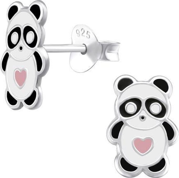 Amanto Kids Oorbellen Ci - 925 Zilver E-Coating - Panda - 6x10mm - Dier