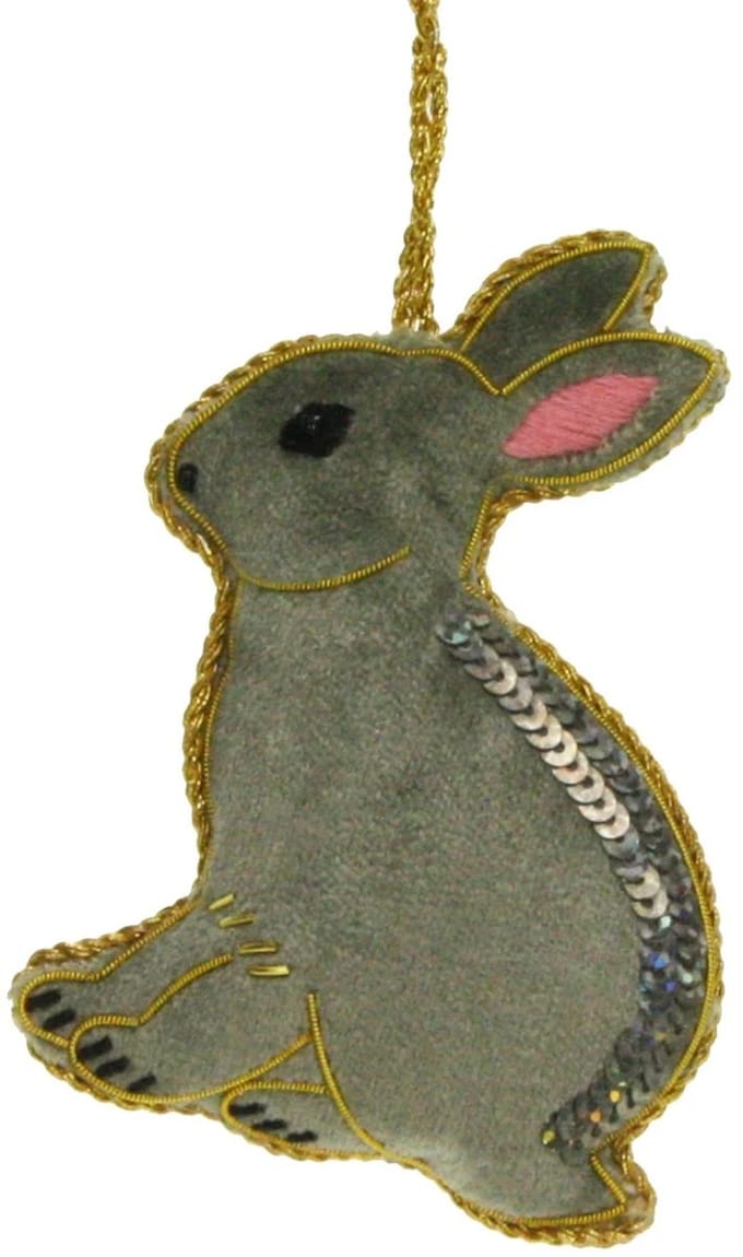Konijn grijs Ornament 7x1x9,8cm