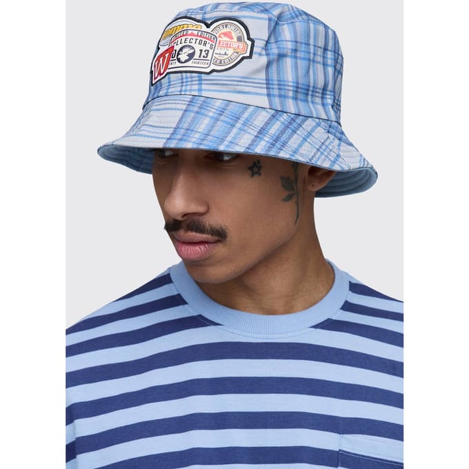 Geruite Bucket Hat Met Applicatiepatch | Blue