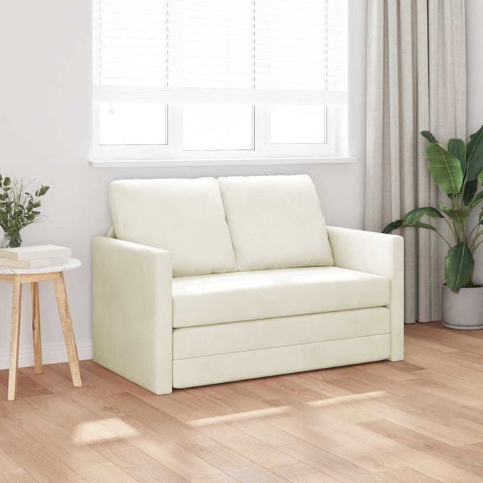 vidaXL - Slaapbank - Crème - 204 - x - 122 - x - 60 - cm - Fluweel