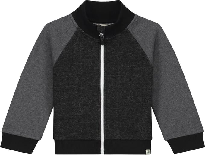 Smitten Organic Wolf Geborduurd Block Color Melange Sweat Jacket