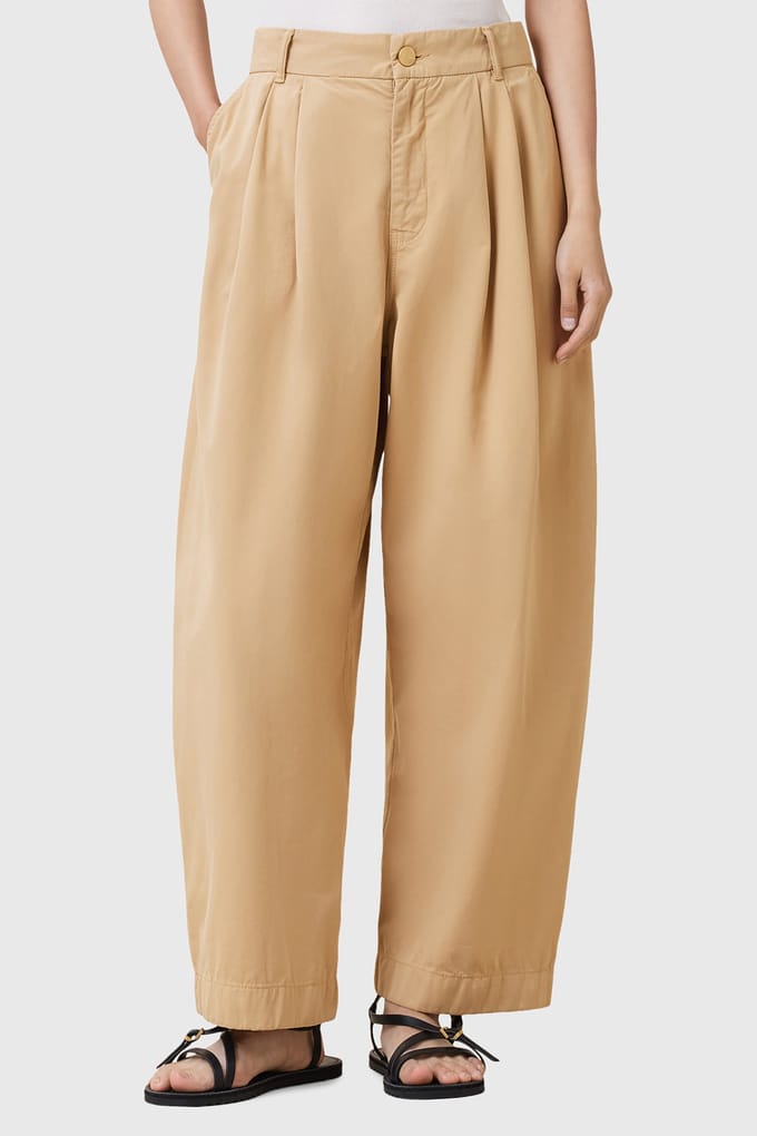 AllSaints Becca Trouser Camel Brown Maat: 12 | Straight Broeken Outlet | Dames | Beige