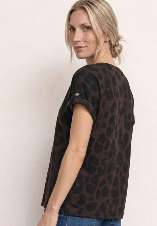 Shirt met losse schouders en patroon