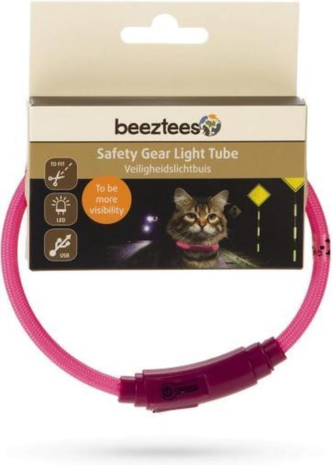 Beeztees nylon Safety Gear halsband USB Flashix roze