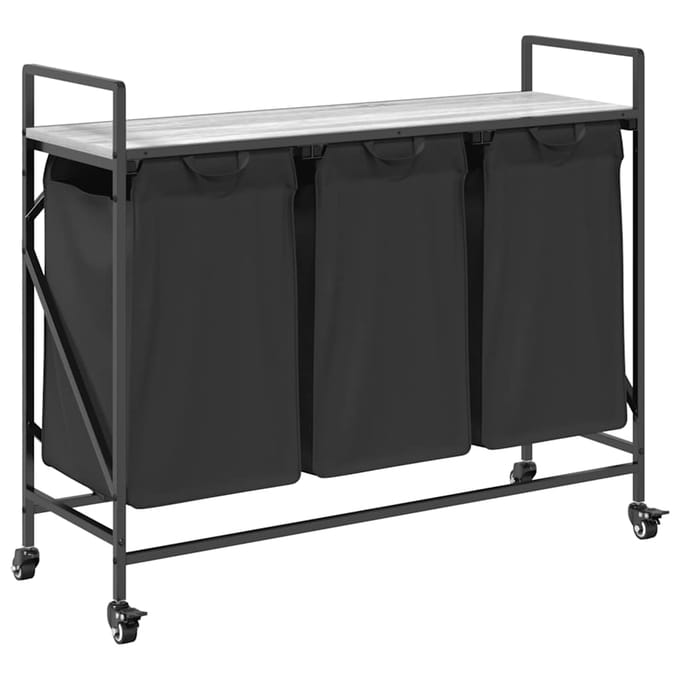 vidaXL - Wasmand - 3 - vakken - met - planken - grijs - sonoma - eiken