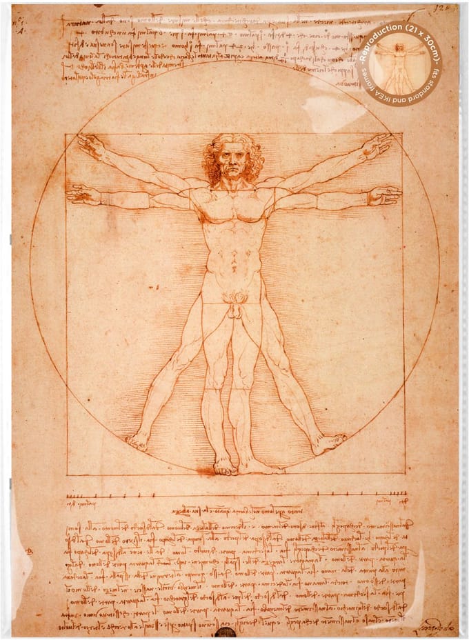 Lanzfeld Da Vinci - Poster Schilderij A4 - Vitruviaanse Man - Leonardo da Vinci - PP Hoes