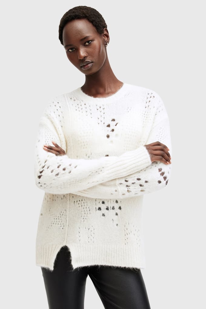 AllSaints Winnie Jumper Chalk White Taglia: L | Maglioni a maglia Outlet | Donna | Bianco