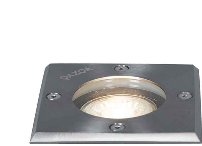 QAZQA basic square - Grondspot - 1 lichts - L 10.5 cm - Staal