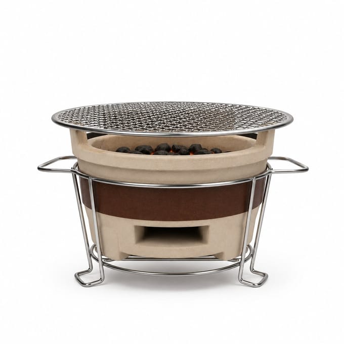 Grillies V1 Tafel BBQ – Compacte Mini Houtskool BBQ voor Tafel & Balkon – Draagbare Keramische Barbecue