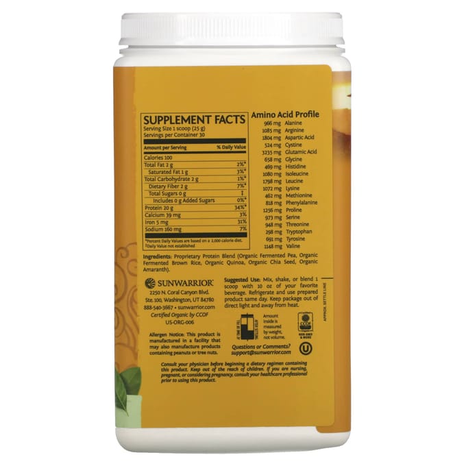 Sunwarrior, Classic Plus Eiwit, Ongezoet, 1,65 lb (750 g)