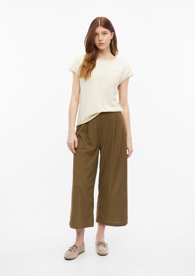 s.Oliver - female - Gestructureerde culottes met plooien en elastische tailleband