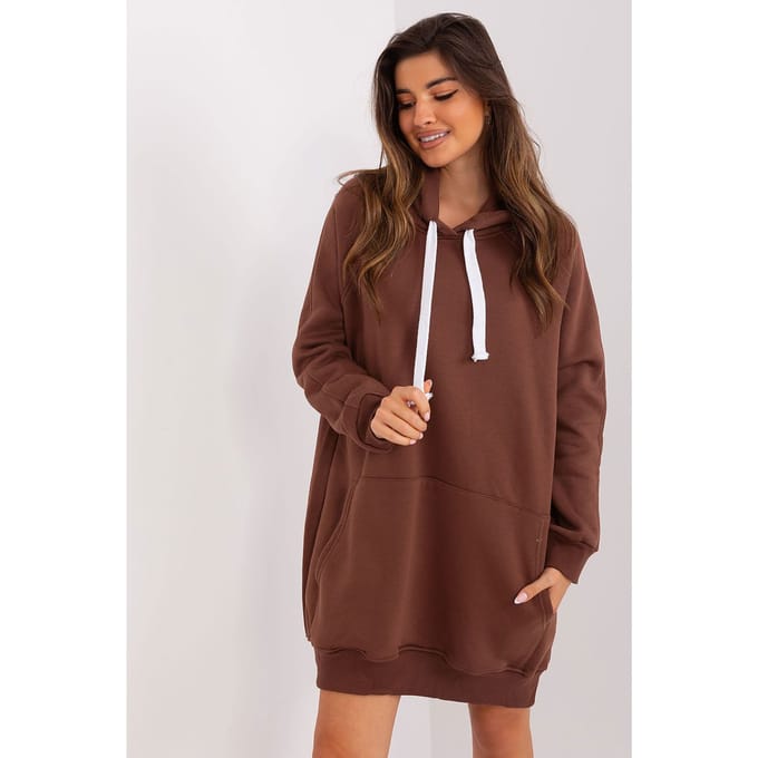 Cozy Street Hoodie Dress - Brown / One Size