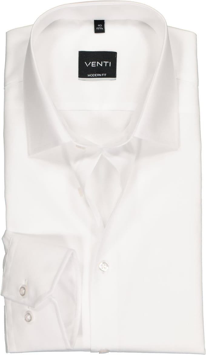 Venti - Heren Overhemd - Poplin - Strijkvrij - Regular fit - Wit