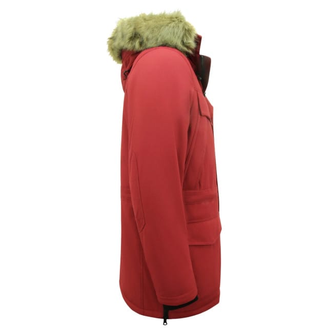 Lange Parka Jas Heren - Met Bontkraag - Rood