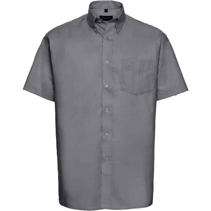 Russell Collection Heren Oxford Formeel Shirt (Zilver)