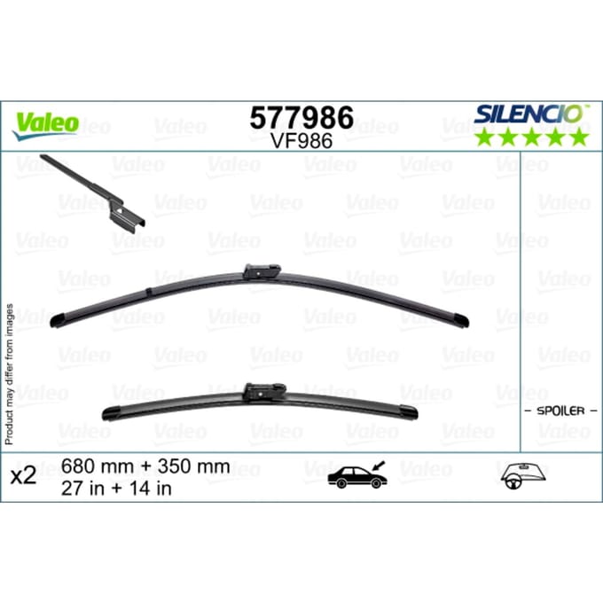 Wisserblad VALEO Silencio 577986, 680/350mm, Voor, 2 Stuk