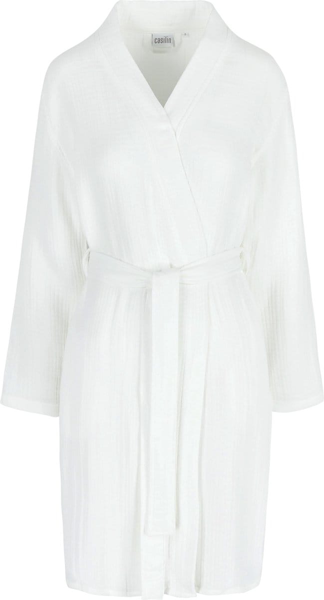 Casilin Crinkly Badjas Dames - Tetra katoen en bamboe - Maat S - Wit
