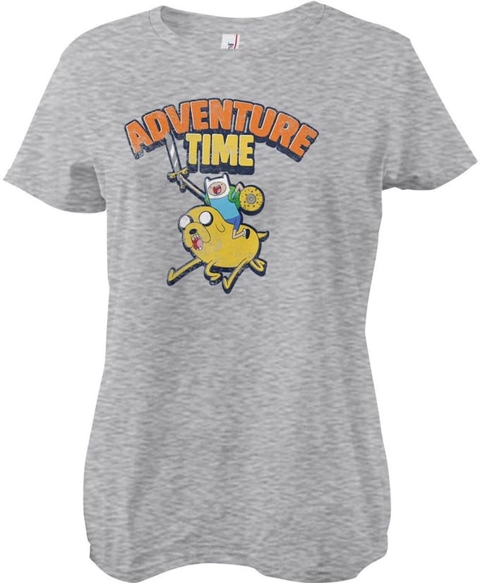 Adventure Time Washed Girly Tee dames-T-shirt, heathergrijs