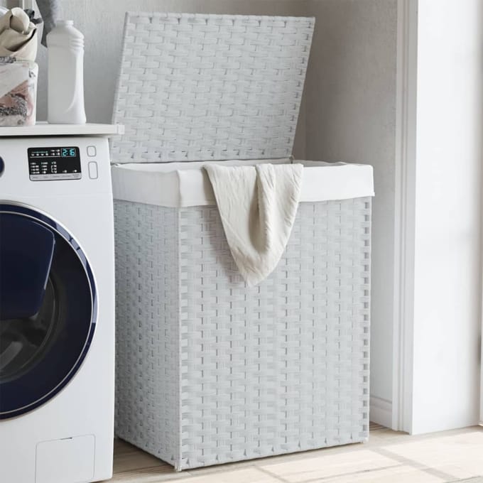 Vidaxl Panier à Linge avec Couvercle, Blanc, 46x33x60 cm, Rotin Synthétique