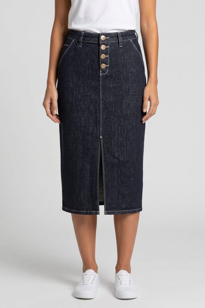 Karl Lagerfeld Button Denim Skirt Dark Blue Denim Größe: S | Midiröcke Outlet | Damen | Blau