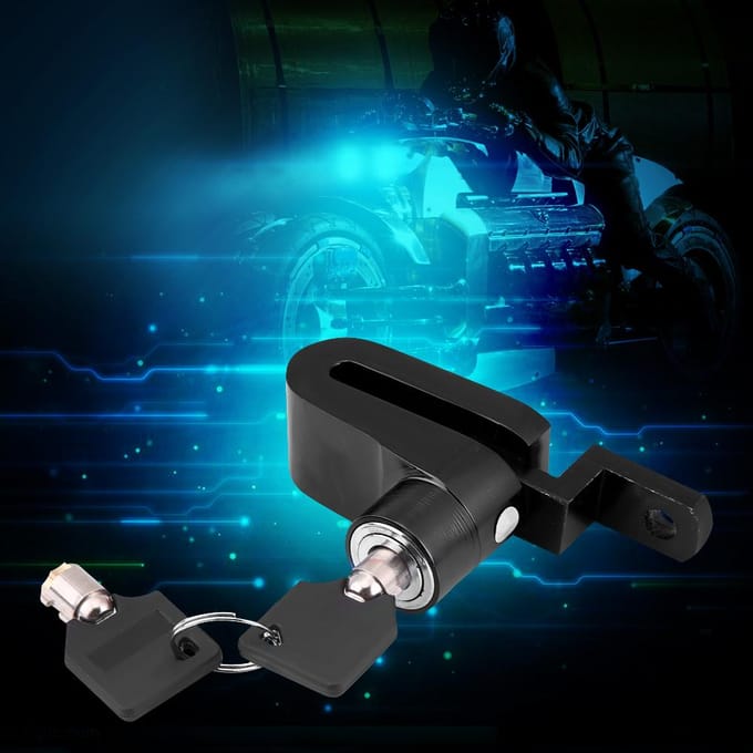 Antivol de Sécurité Bloc Roue Frein à Disque Moto Scooter Noir avec Support de Montage noir