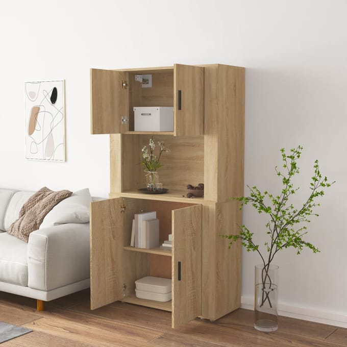 vidaXL - Hoge - kast - bewerkt - hout - sonoma - eikenkleurig