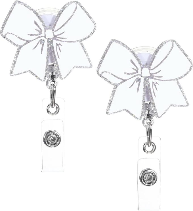 Badge Reel Set - ID Kaarthouder - Toegang Beveiligen - Strikje Design - 2 Stuks - Wit