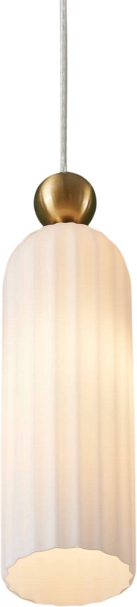 Kosilum - Leonora - Hanglamp - Messing en wit - Metaal en glas