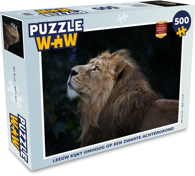Puzzel Leeuw - Zwart - Jungle - Legpuzzel - Puzzel 500 stukjes