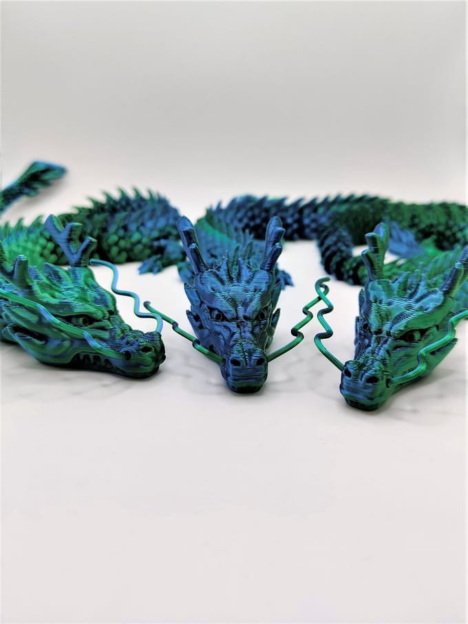 Gearticuleerde Dragon - 3D geprinte Flexibele draak - groen/blauw