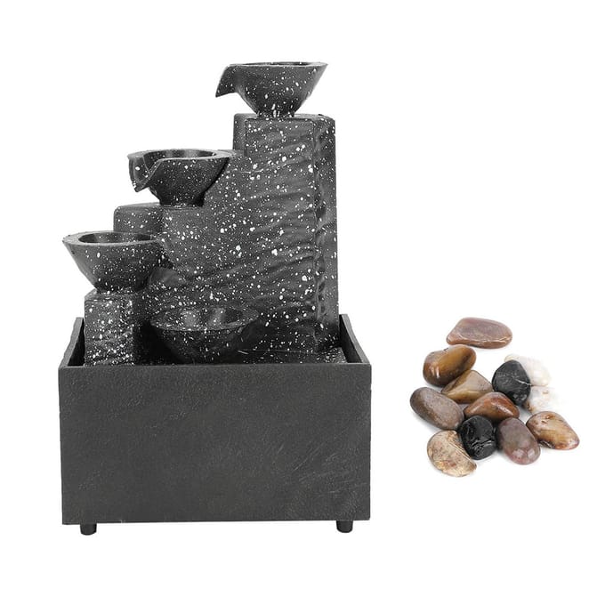 Desktop USB Waterfontein Ornament Handwerk voor Binnen Huis Kantoor Tafeldecoratie black