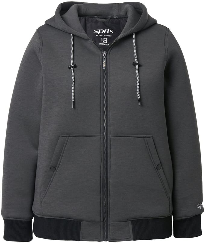 Ulla Popken - Dames - Softshell jas waterafstotend doorgestikte voering capuchon - Zwart - Maat 42+