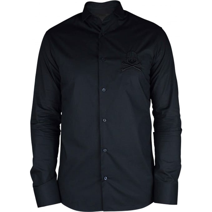 Philipp Plein Diamond Cut LS Skull-overhemd zwart