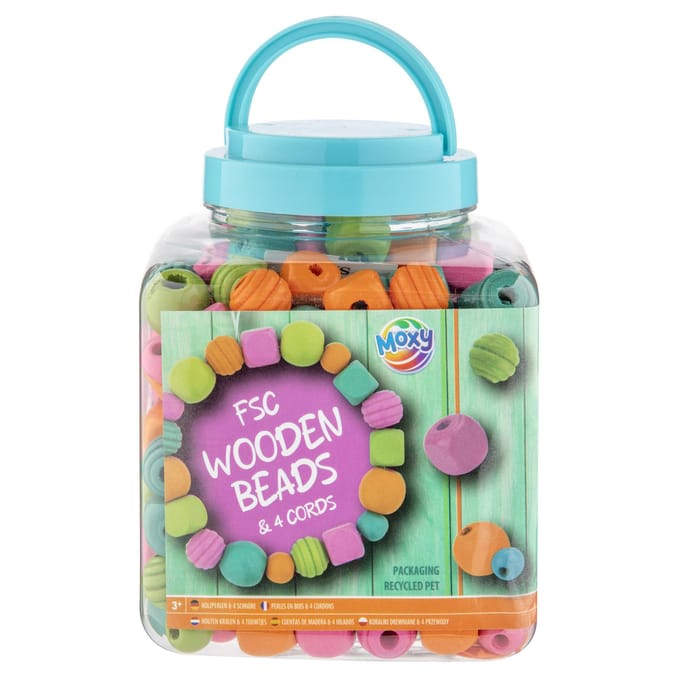 Creative Craft Group houten kralen speelgoed set - pastelkleurig, 375 gram.