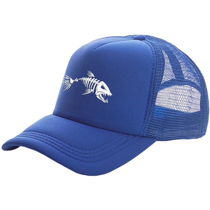 Casquette Trucker Os de Poisson Hommes Pêche Squelette Os de Poisson Casquettes de Baseball Unisexes Chapeaux Filet Mesh Mz-496 blue