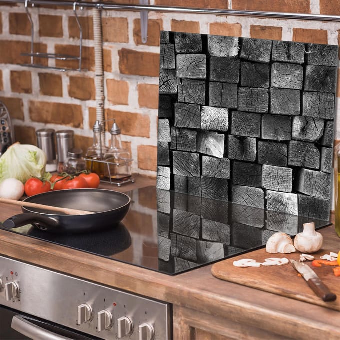 TMK ArtDeko - Glasplaat Bescherming - 60x52 - Hardglas - Houtmotief