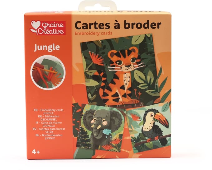 Graine Creative borduurset kaarten - Jungle dieren creatief speelgoed.
