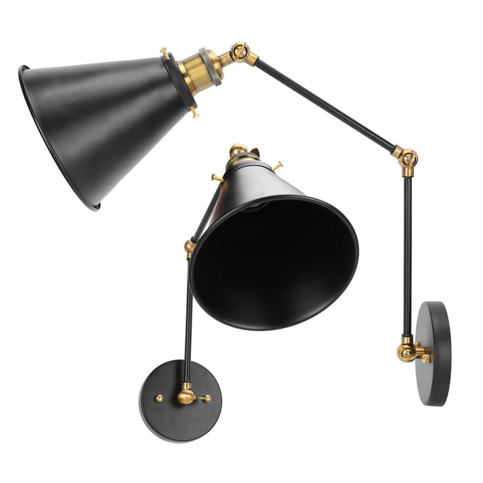 Wandlamp E27 Vintage Industriële Metalen Wandlamp Arm Verstelbare Leeslamp AC85‑265V black